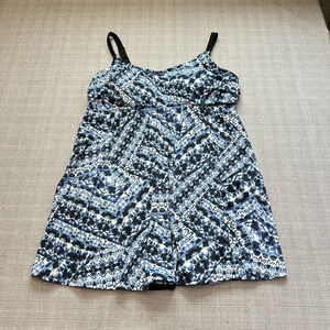 Catherines Swimsuit size 22W Blue‎ Built In Bra One Piece Skirt Pool Beach
